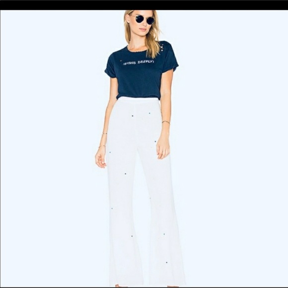 NWT! Wildfox COUTURE White Starlet Loren High Waisted Flared Pants - Picture 5 of 13